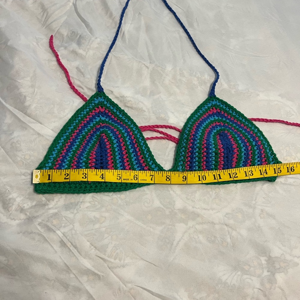 Crochet Bra bikini top, Handmade By Seller, cotton yarn washable swim - Picture 11 of 13
